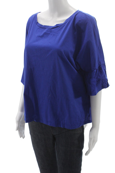 Weekend Max Mara Women Blue Boat Neck Basic Blouse 3/4 Sleeve Spring Size XL