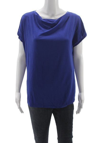 Weekend Max Mara Womens Basic Blue Cowl Neck Short Sleeve T-Shirt Size XL
