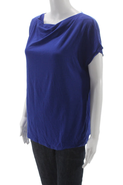 Weekend Max Mara Womens Basic Blue Cowl Neck Short Sleeve T-Shirt Size XL
