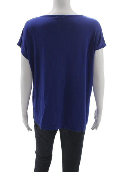 Weekend Max Mara Womens Basic Blue Cowl Neck Short Sleeve T-Shirt Size XL