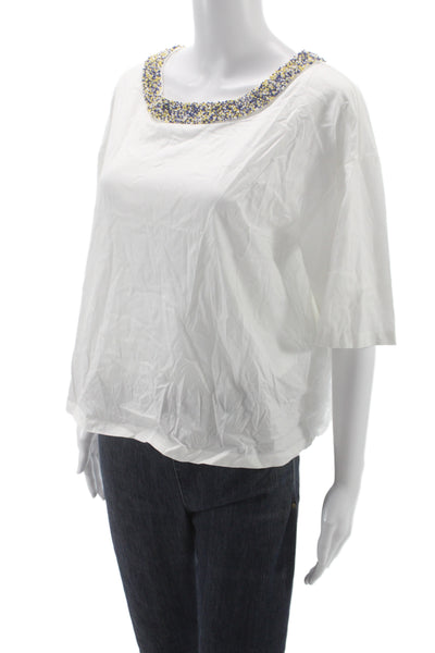 Weekend Max Mara Womens White Cotton Basic Short Sleeve Tee Size L