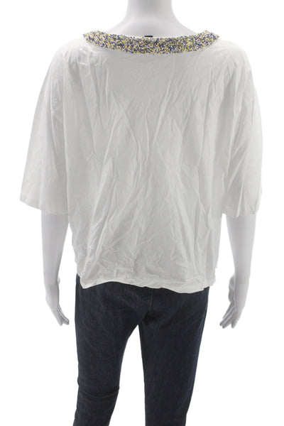 Weekend Max Mara Womens White Cotton Basic Short Sleeve Tee Size L
