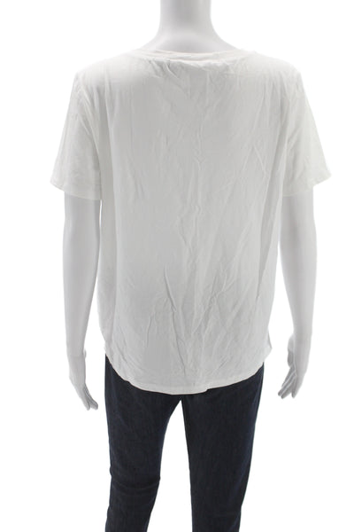Weekend Max Mara Women Basic White Floral Roundneck Short Sleeve Tshirt Size XL