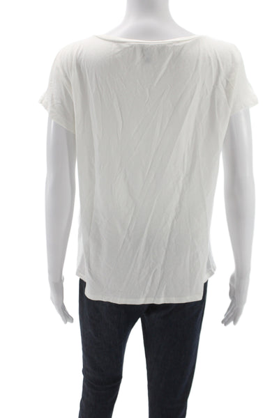 Weekend Max Mara Women Butterfly Scoop Neck Short Sleeve T-Shirt White Size L
