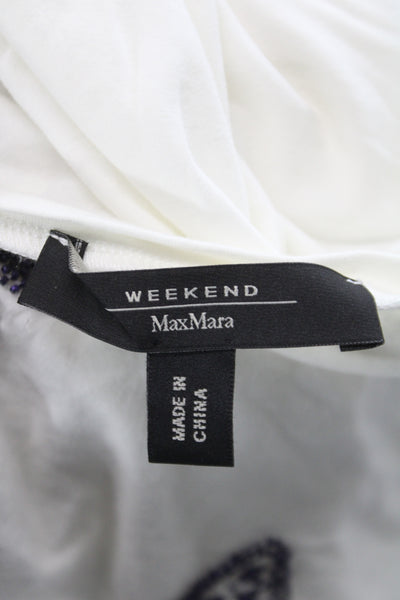 Weekend Max Mara Women Butterfly Scoop Neck Short Sleeve T-Shirt White Size L