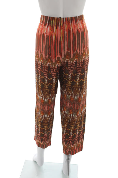 BCBGMAXAZRIA Womens Cropped Pants Multicolor Geometric Tribal Pull On Size L