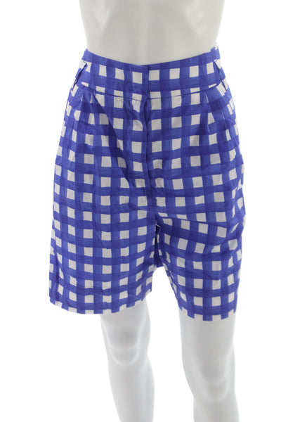 Weekend Max Mara Womens Bermuda Shorts Blue Gingham Woven Size 14