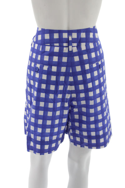Weekend Max Mara Womens Bermuda Shorts Blue Gingham Woven Size 14