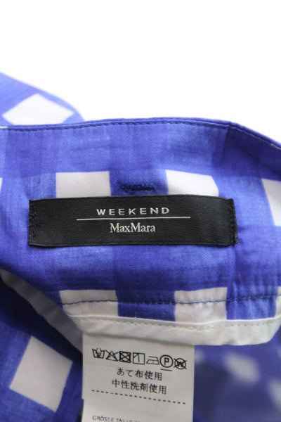 Weekend Max Mara Womens Bermuda Shorts Blue Gingham Woven Size 14