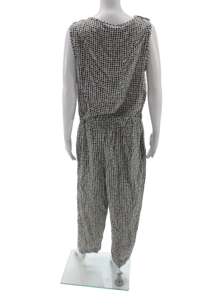 Weekend Max Mara Womens Jumpsuit Black Checked Sleeveless Size L