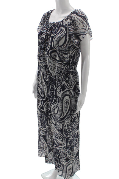 Trina Turk Women Multicolor Paisley Off Shoulder Short Sleeve Jumpsuit Size XL