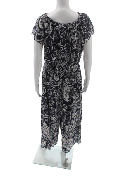 Trina Turk Women Multicolor Paisley Off Shoulder Short Sleeve Jumpsuit Size XL