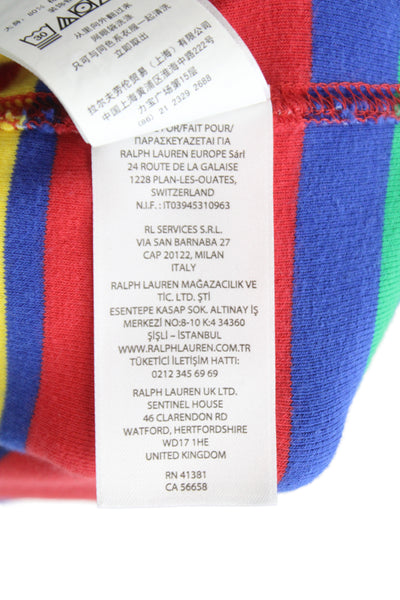 Polo Ralph Lauren Mens Blue Striped Cotton Collared Polo Long Sleeve Size L