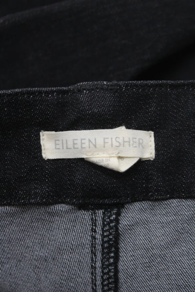 Eileen Fisher Women Blue Straight Jeans Mid Rise Cotton Blend Size 14