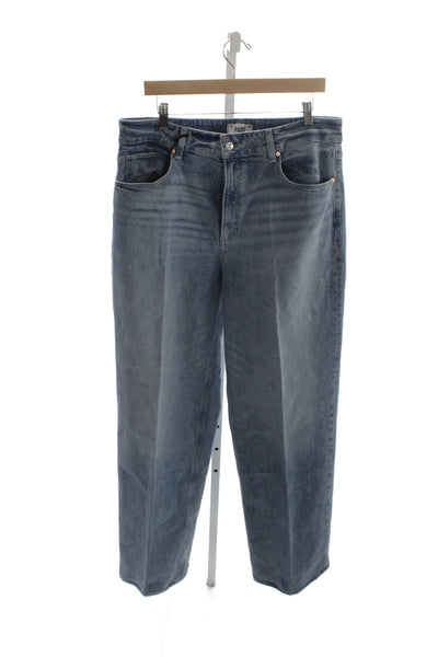 Eileen Fisher Women Blue Straight Jeans Mid Rise Cotton Blend Size 14