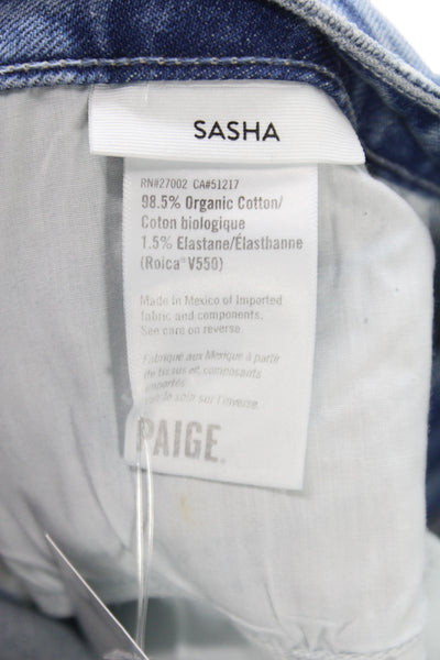 Paige Mens Straight Wide Leg Jeans Blue High Rise Button Organic Cotton Size 34