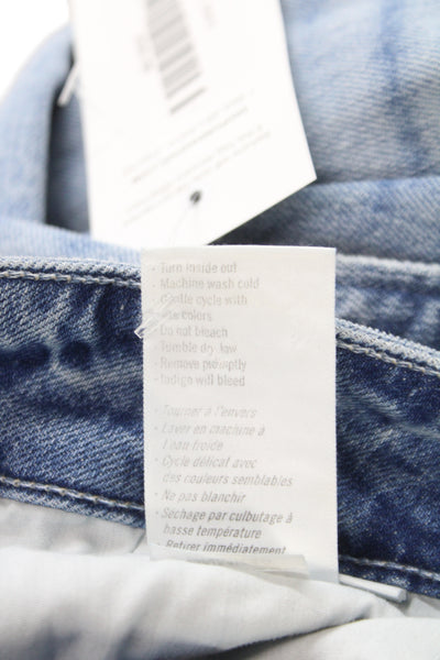 Paige Mens Straight Wide Leg Jeans Blue High Rise Button Organic Cotton Size 34