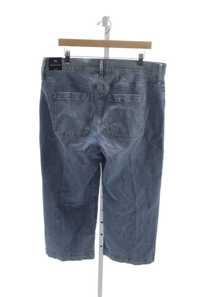 J Crew Women Wide Leg High Rise Blue Cotton Blend Jeans Size 33