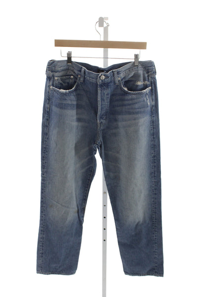 Edwin Womens Straight Blue Distressed High Rise Jeans Size 33
