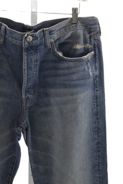 Edwin Womens Straight Blue Distressed High Rise Jeans Size 33