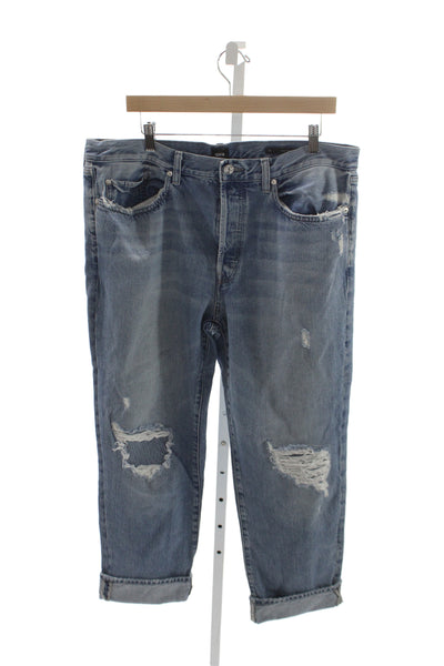Edwin Womens Tapered Distressed Blue Jeans High Rise Inseam 25 Size 34