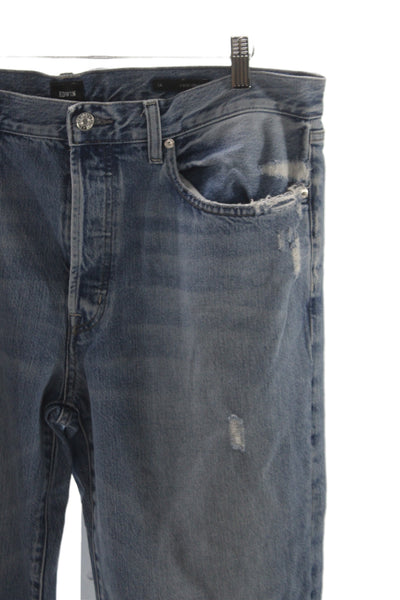 Edwin Womens Tapered Distressed Blue Jeans High Rise Inseam 25 Size 34
