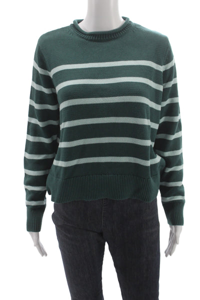 Vineyard Vines Womens Striped Green Cotton Pullover Crewneck Long Sleeve Size S