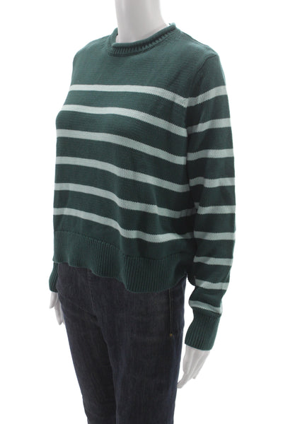 Vineyard Vines Womens Striped Green Cotton Pullover Crewneck Long Sleeve Size S