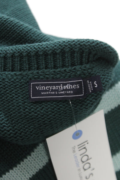 Vineyard Vines Womens Striped Green Cotton Pullover Crewneck Long Sleeve Size S