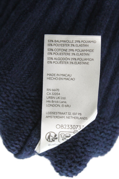 Free People Womens Henley Collared Long Sleeve Sweater Blue Size S