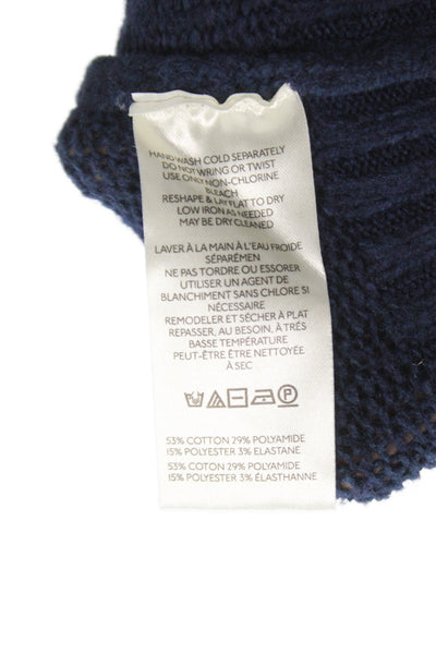 Free People Womens Henley Collared Long Sleeve Sweater Blue Size S