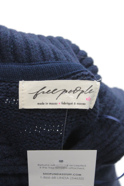 Free People Womens Henley Collared Long Sleeve Sweater Blue Size S