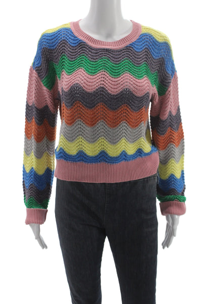 Lovers + Friends Womens Pullover Sweater Multicolor Geometric Crew Neck Size M