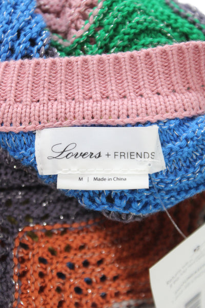 Lovers + Friends Womens Pullover Sweater Multicolor Geometric Crew Neck Size M
