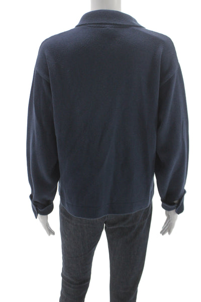 Margaret OLeary Womens Basic Jacket Blue Cotton Button Long Sleeve Size S
