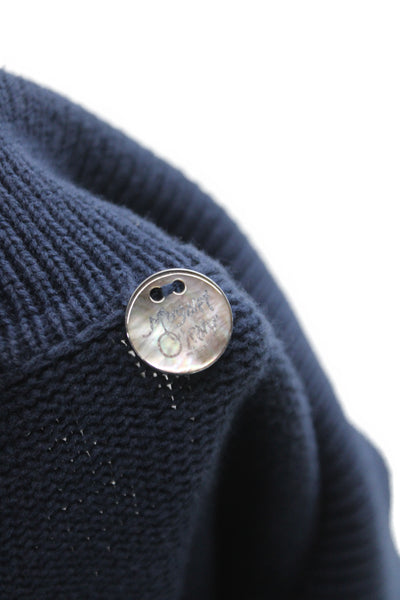 Margaret OLeary Womens Basic Jacket Blue Cotton Button Long Sleeve Size S