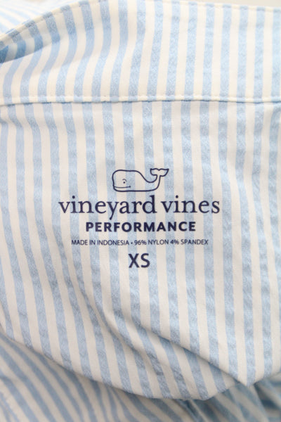 Vineyard Vines Women Trapeze Swing Blue Striped V Neck Dress Size XS