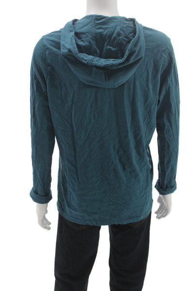 Michael Kors Mens Green Cotton Henley Long Sleeve Basic T Shirt Size L