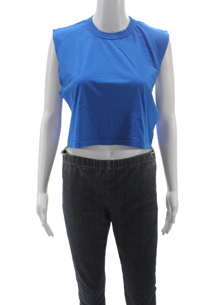 Nux Women Athleisure Basic Tank Blue Crew Neck Organic Cotton Size XS