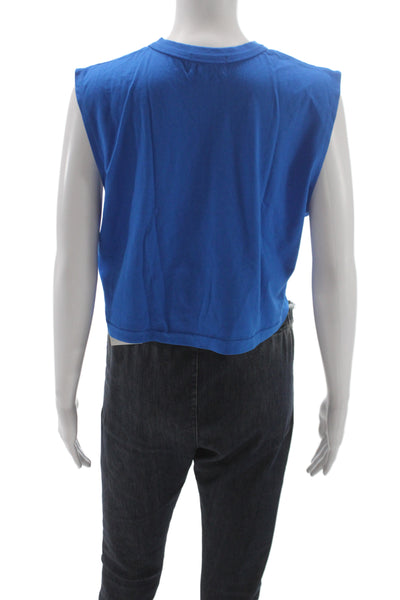 Nux Women Athleisure Basic Tank Blue Crew Neck Organic Cotton Size XS