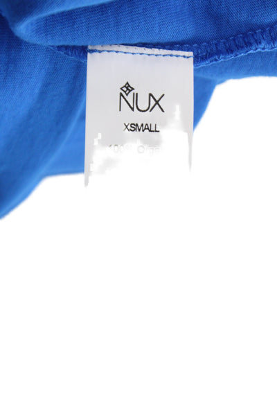 Nux Women Athleisure Basic Tank Blue Crew Neck Organic Cotton Size XS