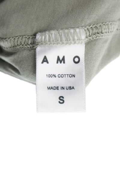 Amo Women Cropped Sleeveless Tank Green Crewneck Cotton Size S