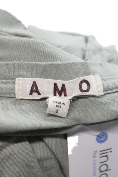 Amo Women Cropped Sleeveless Tank Green Crewneck Cotton Size S