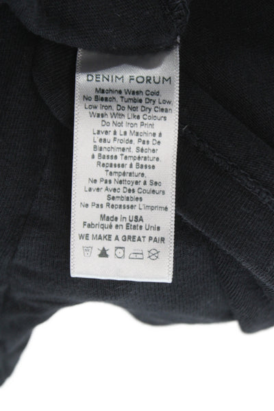 Denim Forum Women Cropped Black Cotton Short Sleeve Crew Neck T-Shirt Size XS