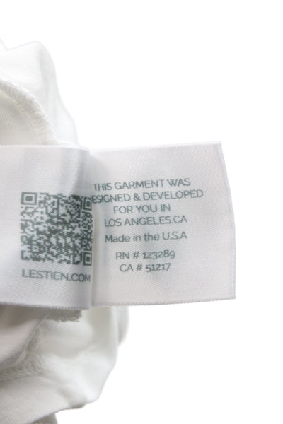 Les Tien Women Cropped T-Shirt White Cotton Short Sleeve Crew Neck Size XS