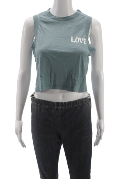 Spiritual Gangster Women Green Cropped Sleeveless Tank Bamboo Blend Size XS