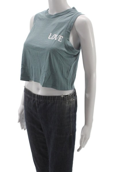Spiritual Gangster Women Green Cropped Sleeveless Tank Bamboo Blend Size XS