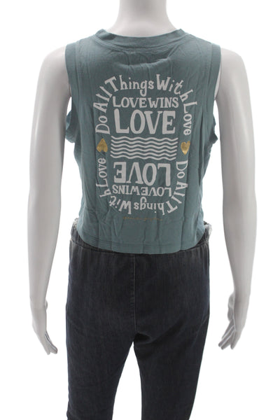 Spiritual Gangster Women Green Cropped Sleeveless Tank Bamboo Blend Size XS