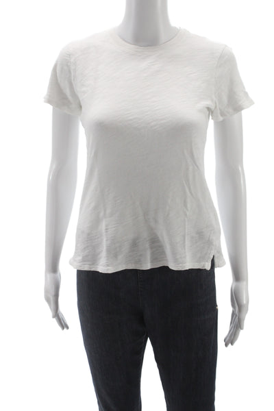 ATM Womens White 100% Cotton Crew Neck Short Sleeve Basic T-Shirt Size S