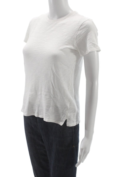 ATM Womens White 100% Cotton Crew Neck Short Sleeve Basic T-Shirt Size S